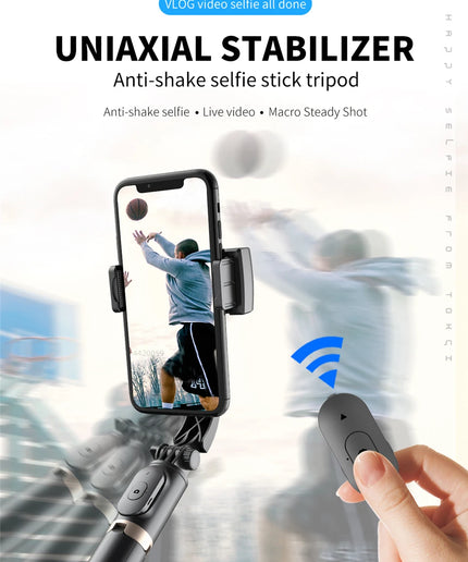 Roreta 2024 NEW Gimbal Stabilizer Selfie Stick Foldable Wireless Tripod with Bluetooth Shutter Monopod for IOS Android