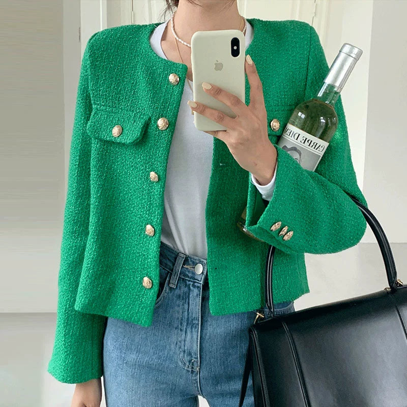 Breasted Tweed Short Jacket