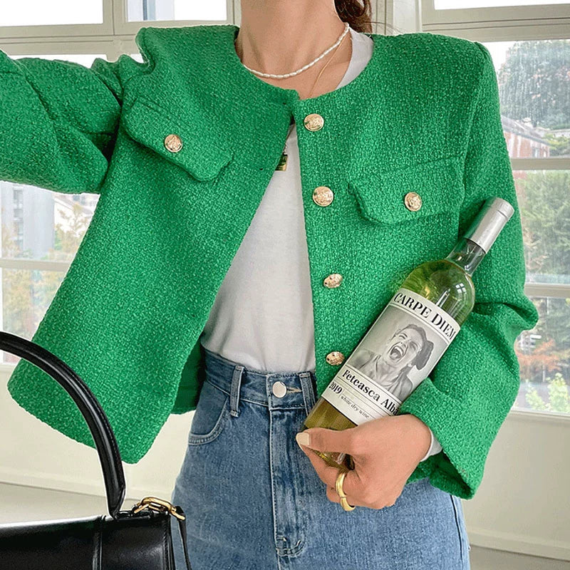 Breasted Tweed Short Jacket