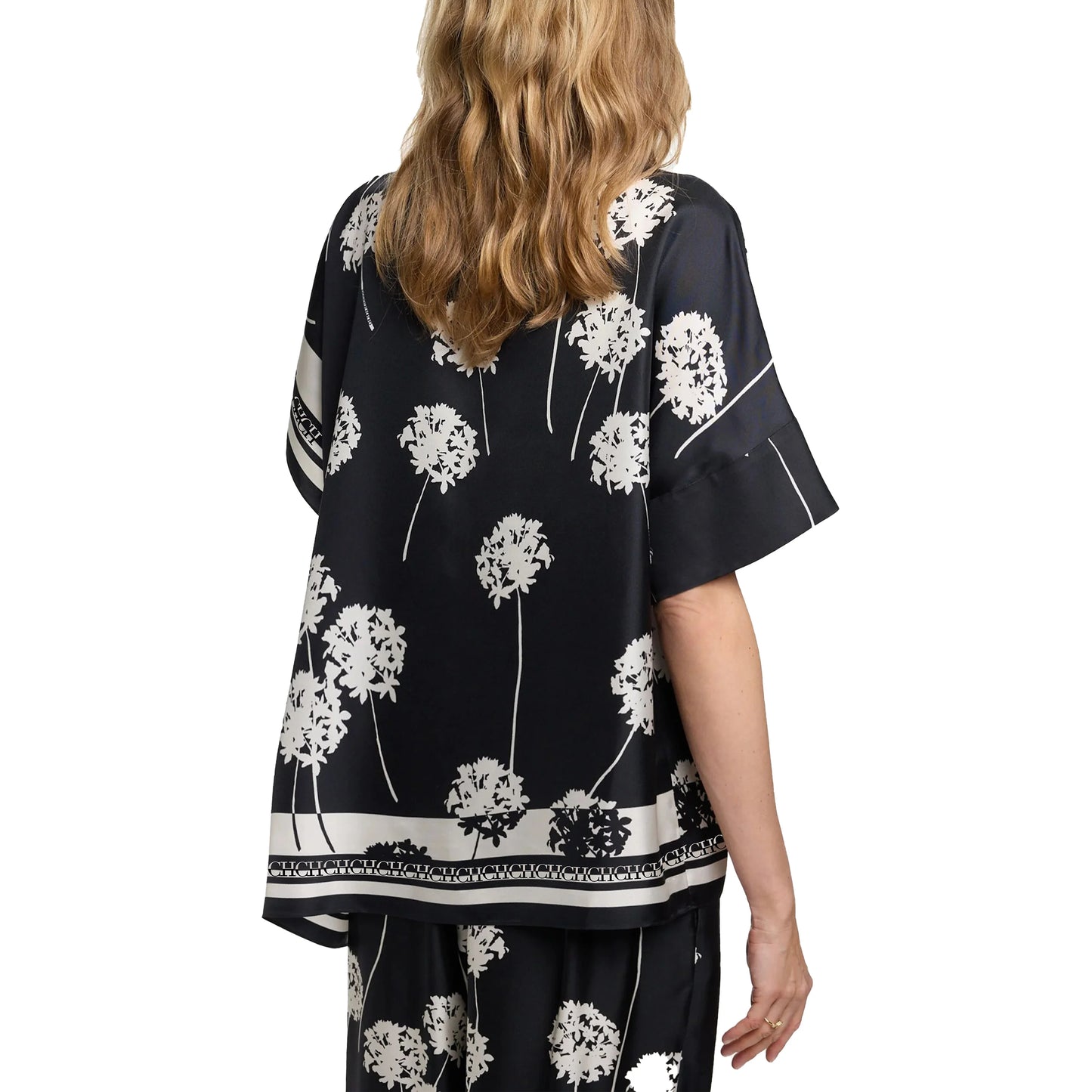 CH Retro‑Inspired Loose V‑Neck Shirt &amp; Wide‑Leg Pants Set