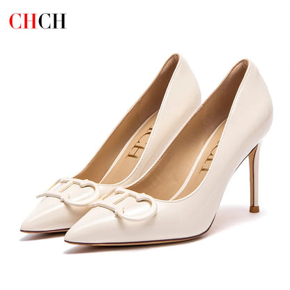 CHCH Women’s 9 cm Pointed Heels with Metal Buckle