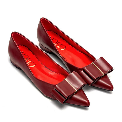 CHCH Women’s Black Pointed Bow Flats