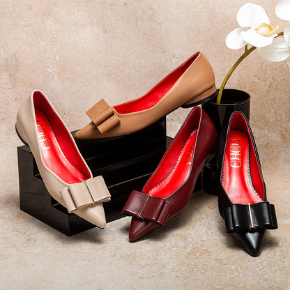 CHCH Women’s Black Pointed Bow Flats