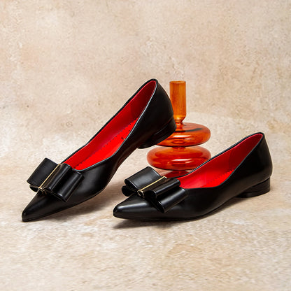 CHCH Women’s Black Pointed Bow Flats