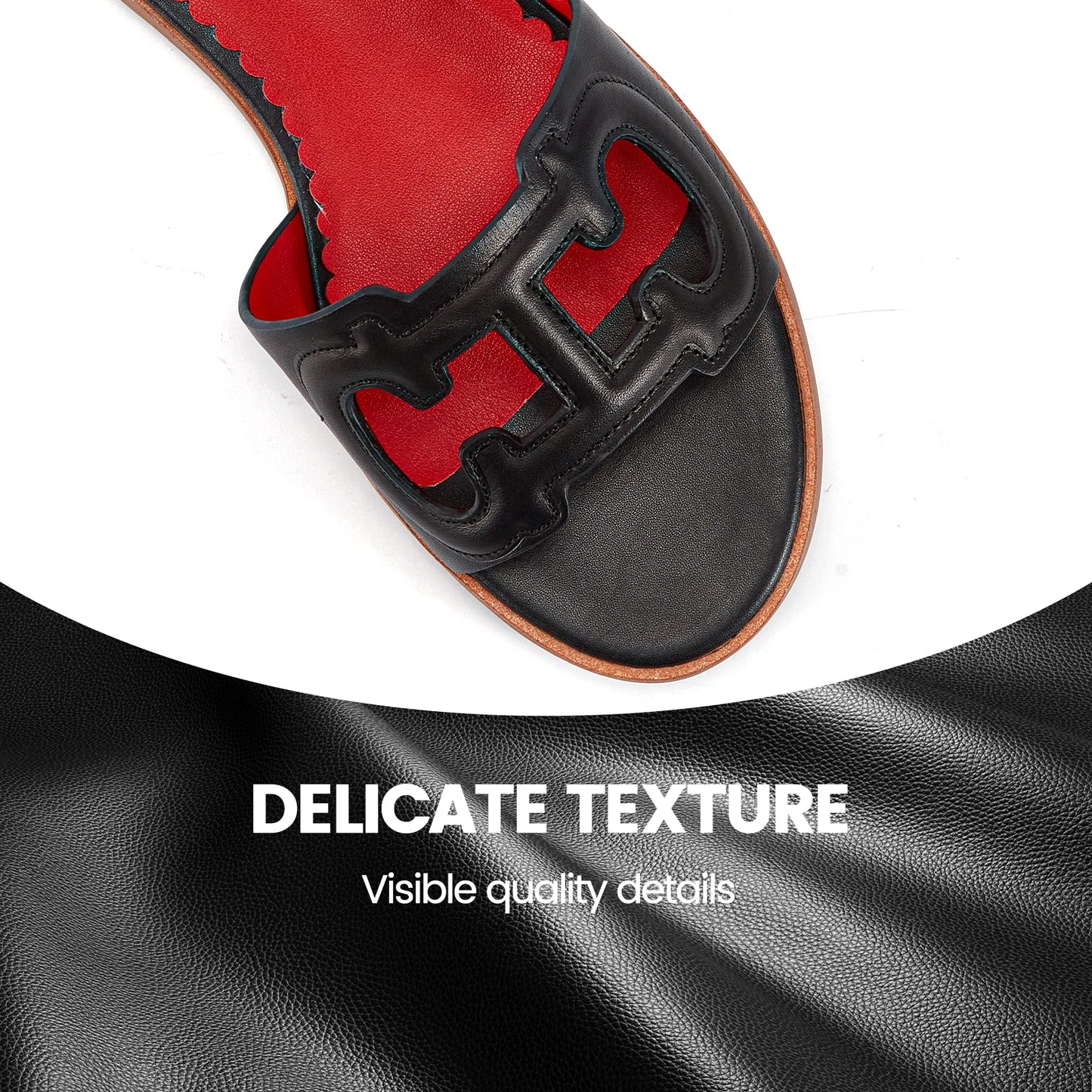 CHCH Women’s Simple Black Flat Slippers