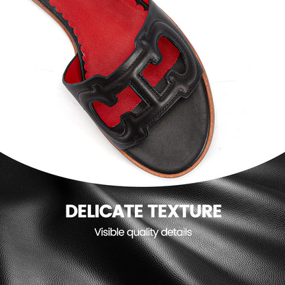 CHCH Women’s Simple Black Flat Slippers