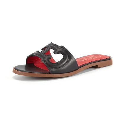 CHCH Women’s Simple Black Flat Slippers