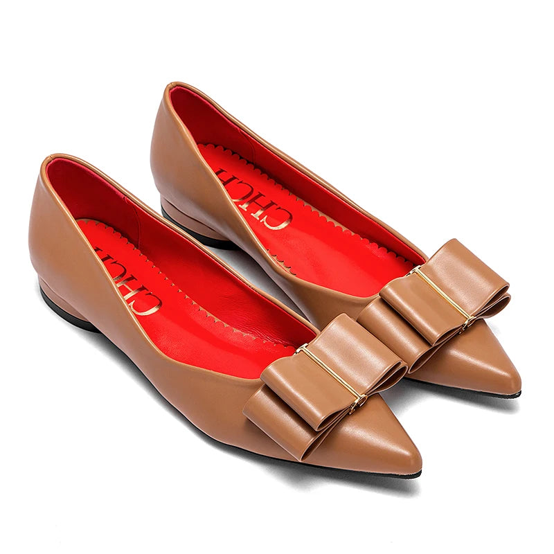 CHCH Women’s Black Pointed Bow Flats