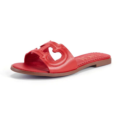 CHCH Women’s Simple Black Flat Slippers