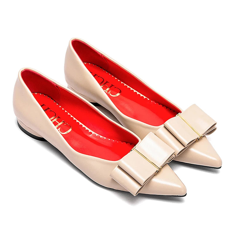 CHCH Women’s Black Pointed Bow Flats